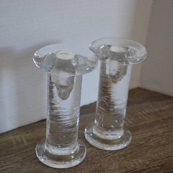 Vintage  Glass Pillar Candle Holders - Picture 4 of 6